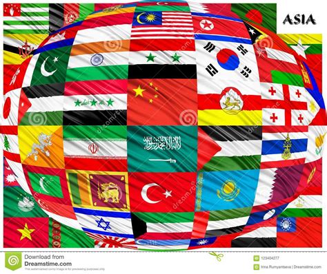 Flags Of Asian Countries In Alphabetical Order Stock Illustration