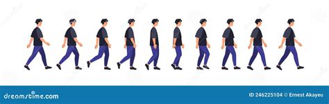 Walk Sequence Animation Woman In Motion Full Moving Cycle By Steps