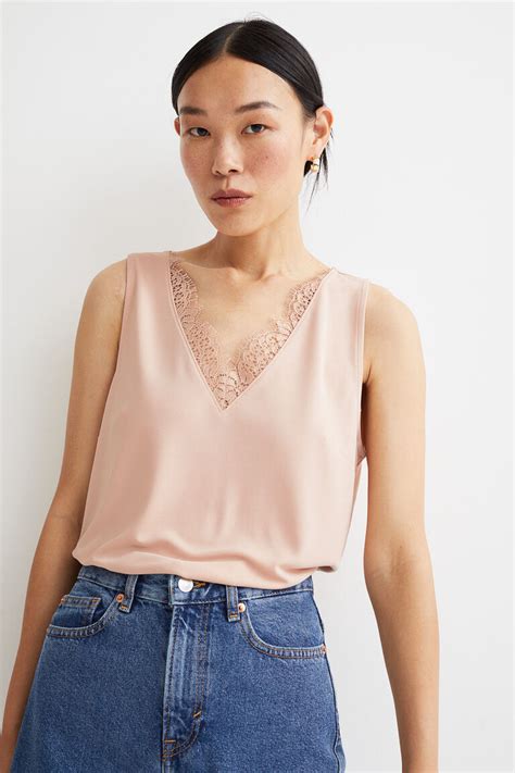 v neck top with lace