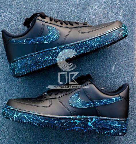 Custom Nike Air Force 1 Blue Splatter Splat Trainers Spill Etsy In