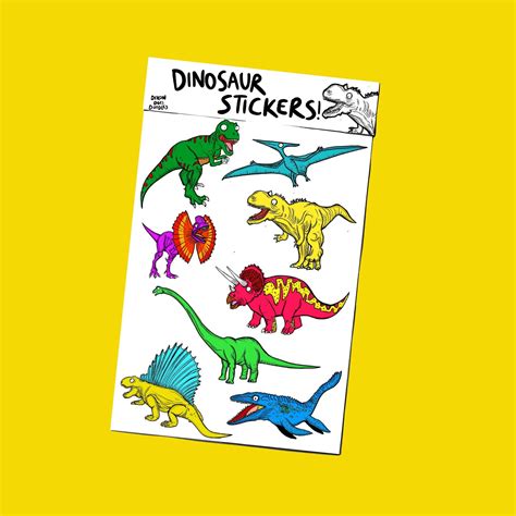 Dinosaur Sticker Pack Dinosaurs Stickers Awesome Etsy