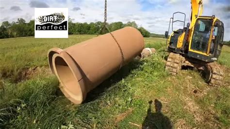 Installing Large Clay Culvert Pipe For Farmer Chris With The Hx145