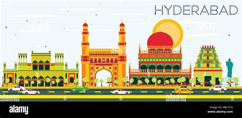 Abstract Hyderabad Skyline With Color Landmarks Vector Illustration Stock Vector Art