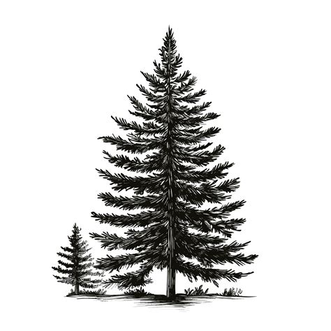 Premium Vector Hand Drawn Sketch Spruce Tree Illustration