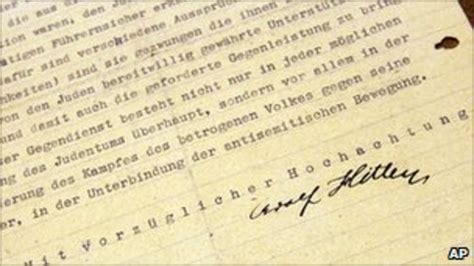 Landmark Hitler Letter On Jews Unveiled In New York Bbc News