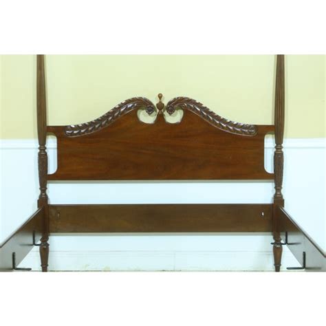 Kittinger Queen Size Carved Mahogany Poster Bed Chairish