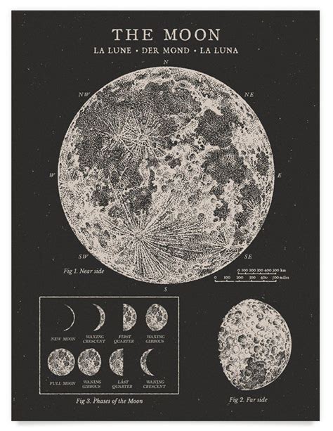 The Moon Is Shown In Black And White With An Image Of Its Phases