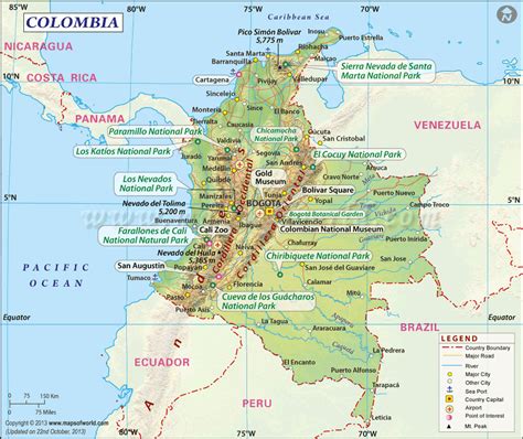 Mapa De Colombia Y Las Cordilleras
