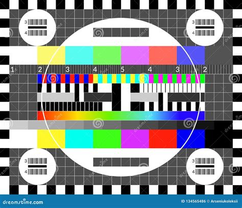 Retro Tv Test Screen Old Calibration Chip Chart Pattern Vector