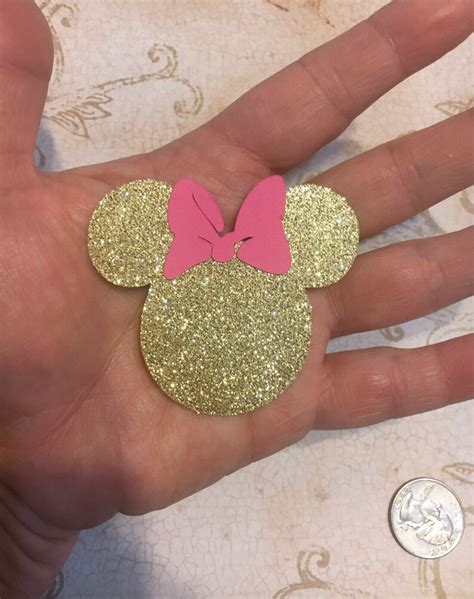 Baby Minnie Gold Glitter Mouse Head Shapes Princess Pink Bows Etsy