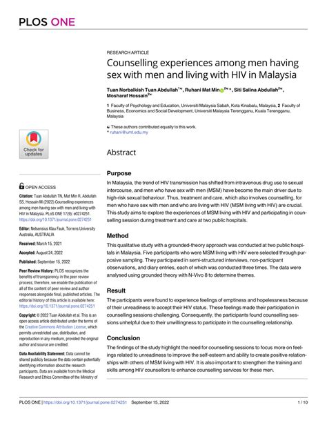 Pdf Counselling Experiences Among Men Having Sex With Men And Living With Hiv In Malaysia