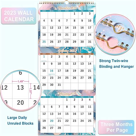 Buy تقويم الحائط 2022 2023 3 عرض التقويم الشهري مطوي في شهر ، مايو