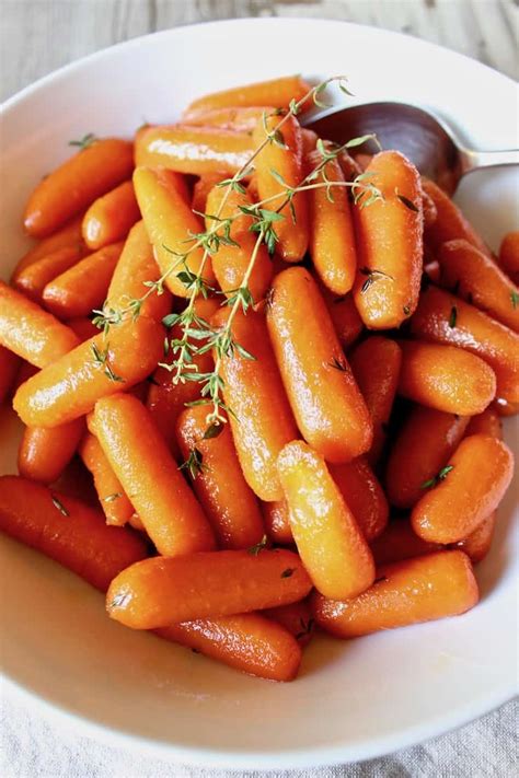 Honey Brown Sugar Glazed Carrots Recipe With Fresh Thyme