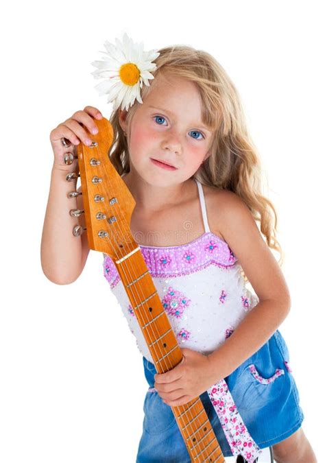 Niña Que Toca La Guitarra Eléctrica Imagen De Archivo Imagen De