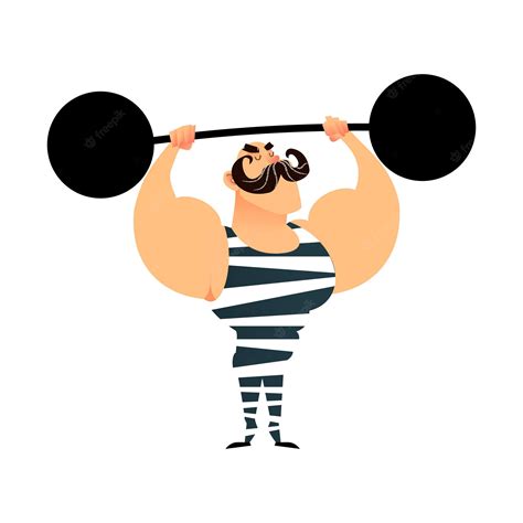 Premium Vector Funny Cartoon Circus Strong Man A Strong Muscular