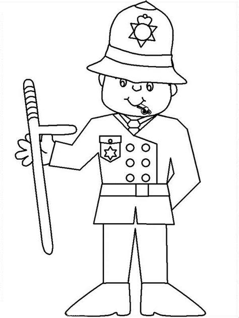 Wonderful police woman coloring pages with police officer coloring. Police Officer with Club Coloring Page