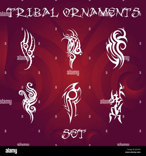 Tribal Ornaments And Tattoo Design Elements Set Stock Vector Image