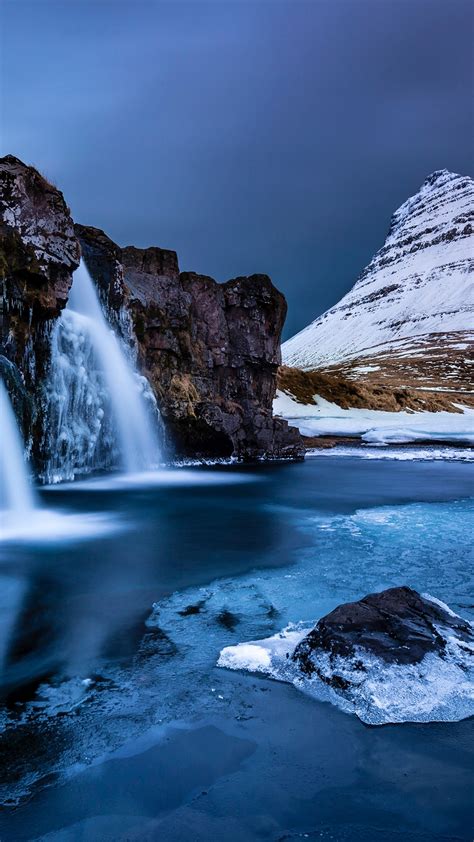 Peak Of Kirkjufell With Waterfall Snæfellsnes Peninsula Iceland