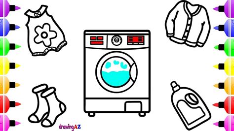 Some of the colouring page names are kitchen utensils and appliances stock illustration, clipart of a black and white lineart clothes line with, personal hygiene coloring at, microwave oven coloring home appliances, cartoon of a sad front loader washing machine royalty, bear inthe big blue house doing dishes. How to Draw Electrolux 8.5kg Washing Machine for Kids ...