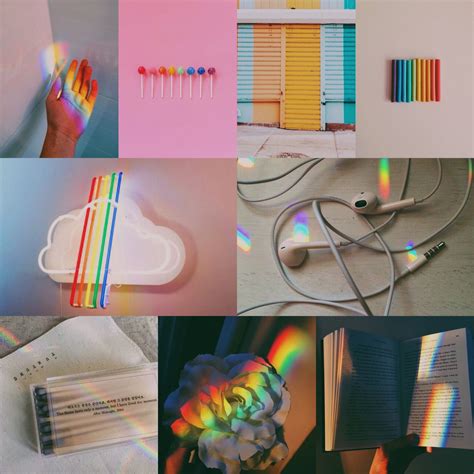 A Collage Of Images With Different Colors And Patterns On Them Such As Rainbows