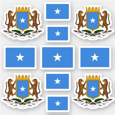 Somali National Symbols Coat Of Arms And Flag Sticker Zazzle