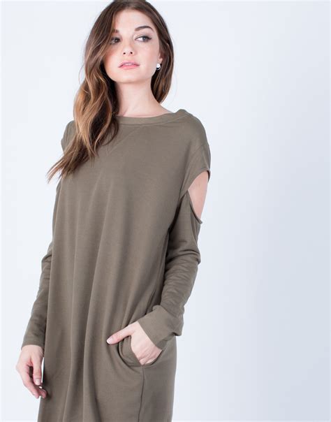 Comfy Cold Shoulder Dress Black Sweater Dress Olive Cold Shoulder