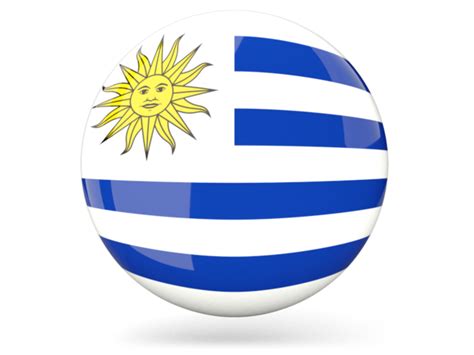 Glossy Round Icon Illustration Of Flag Of Uruguay