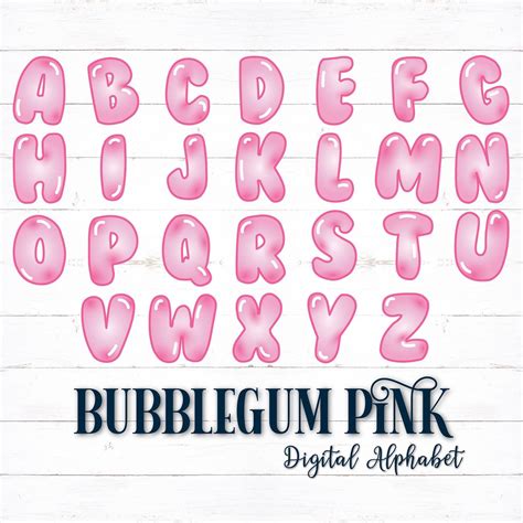 Printable Digital Alphabet Letters Bubble Letters Bubble Etsy Bubble