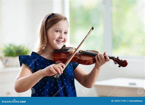 Child Playing Violin Remote Learning Stock Image Image Of Child