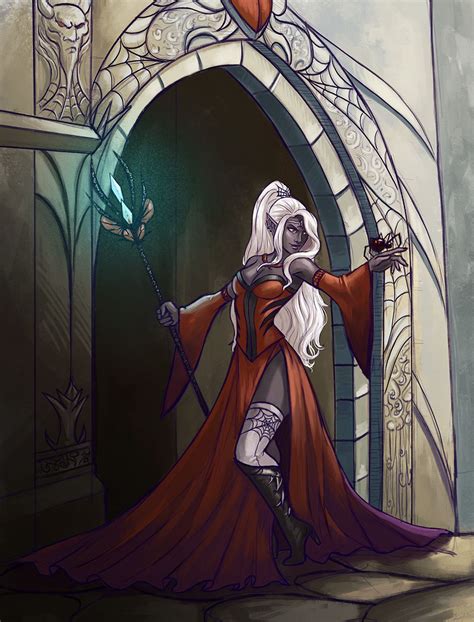 Drow Female Wizard Sorcerer Warlock Commission Drow Matron By