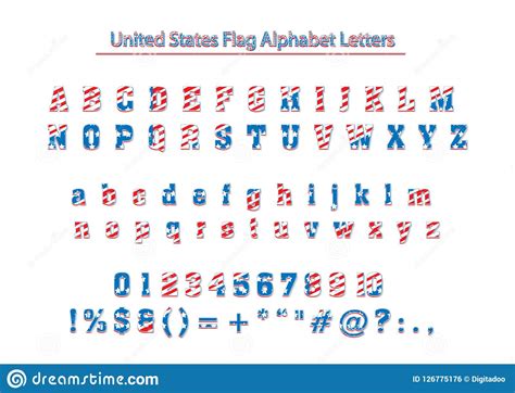 Usa America Flag Patriotic Vector Alphabet Letters Stock Vector