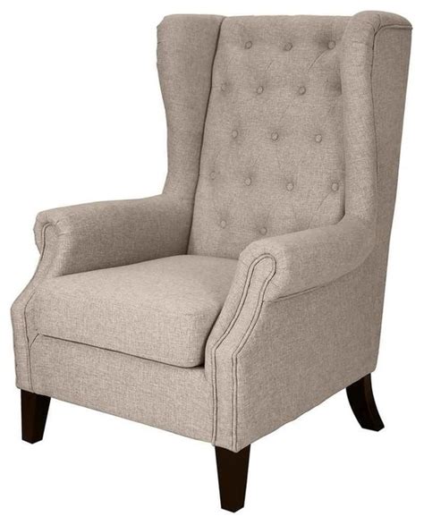 Tufted Upholstered Wingback Chair Beige Armchairs And Accent Chairs