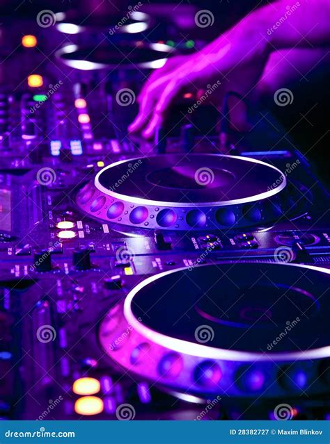 Dj Playing The Track Stock Image Image Of Level Mixer 28382727