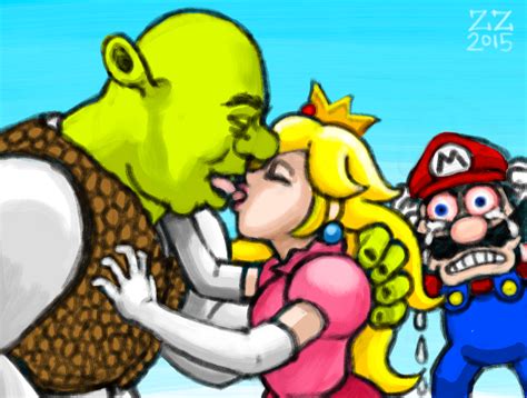 Draw Shrek And Princess Peach Kissing Each Other By Zenzmurfy On Deviantart