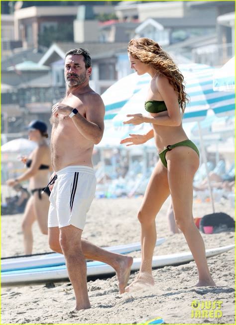 Jon Hamm Goes Shirtless For Beach Day With Girlfriend Anna Osceola