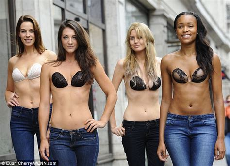 Here Come The Fembots Girls In Stick On Bras Take To The Streets Of