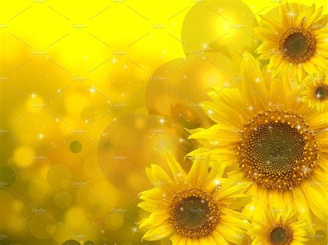 Sunflowers Abstract Background Abstract Stock Photos Creative Market