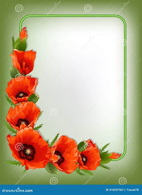 Red Poppies Floral Frame Vector Stock Vector Illustration Of Page