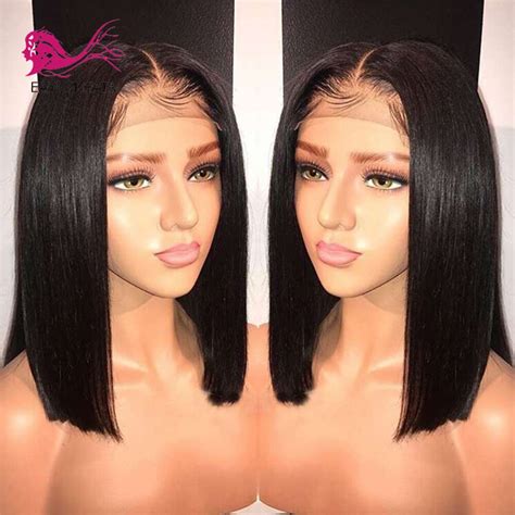 Eayon Short Bob Lace Front Wig 136 Remy Hair With Baby Hair Straight