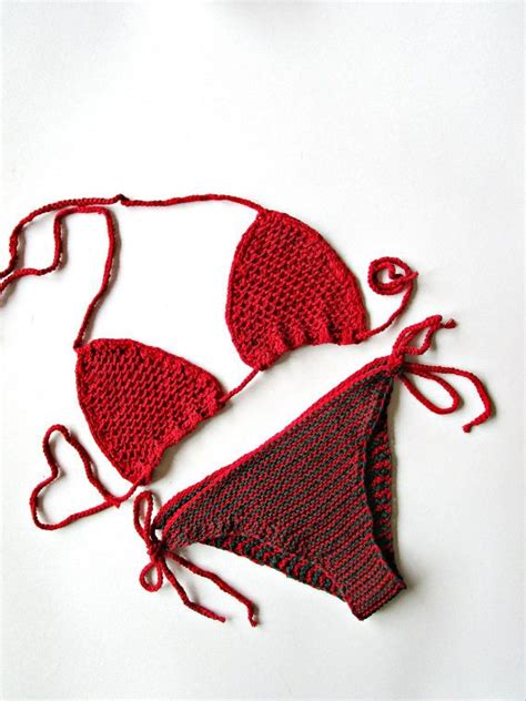 Triangle Bikini Crochet Red Bikini Top Crochet Von Irinasstrickmode Crochet Beach Wear Crochet