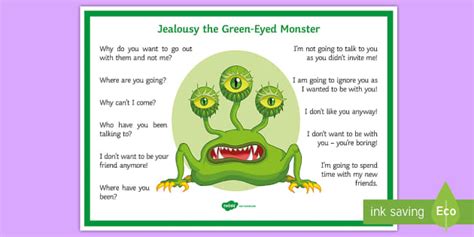 Jealousy The Green Eyed Monster A Display Poster