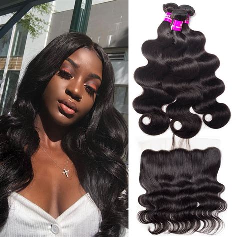 Tinashe Hair Brazilian Body Wave 3 Bundles With Frontal Lace Front Wigs
