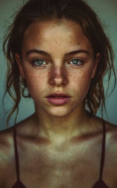 Premium Ai Image Sexy A Woman With Freckles On Her Face