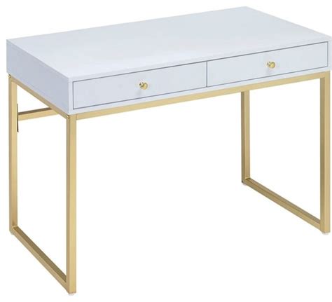 We did not find results for: Rectangular Two Drawer Wooden Desk With Metal Sled Legs, White And Gold - Contemporary - Desks ...
