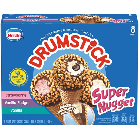 Drumstick Super Nugget Strawberry Vanilla Fudge And Vanilla Frozen Dairy