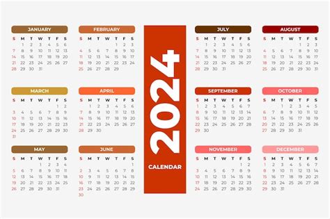 Vector Editable De Plantilla De Calendario 2024 Vector Premium