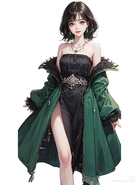 A Drawing Of A Woman Dressed In Green And Black