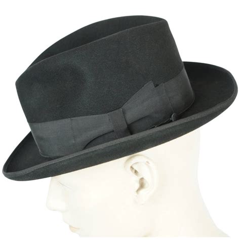 Vintage Borsalino Hat Mens Fedora Homburg Italy Black Size M