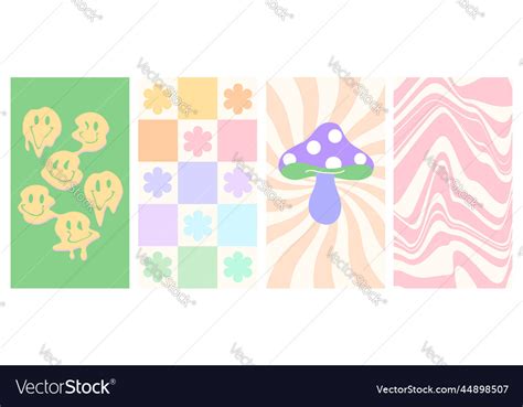 Groovy Backgrounds Set Royalty Free Vector Image