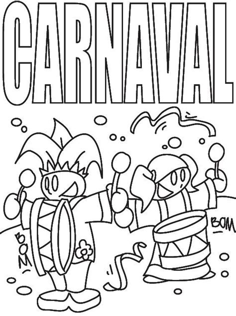 The Cartoon Carnaval Coloring Page Is Shown In Black And White With An